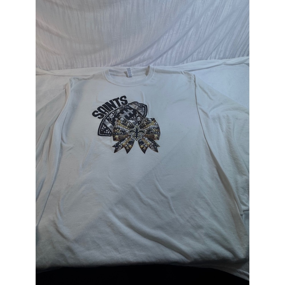 Jerzees New Orleans Saints Long Sleeve Graphic T-Shirt White Womens‎ Large NFL